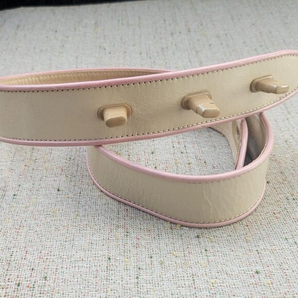 Vintage Cynthia Rowley Ladies Belt Genuine Leather Tan/pink Waistband Size 30 in - Picture 6 of 12